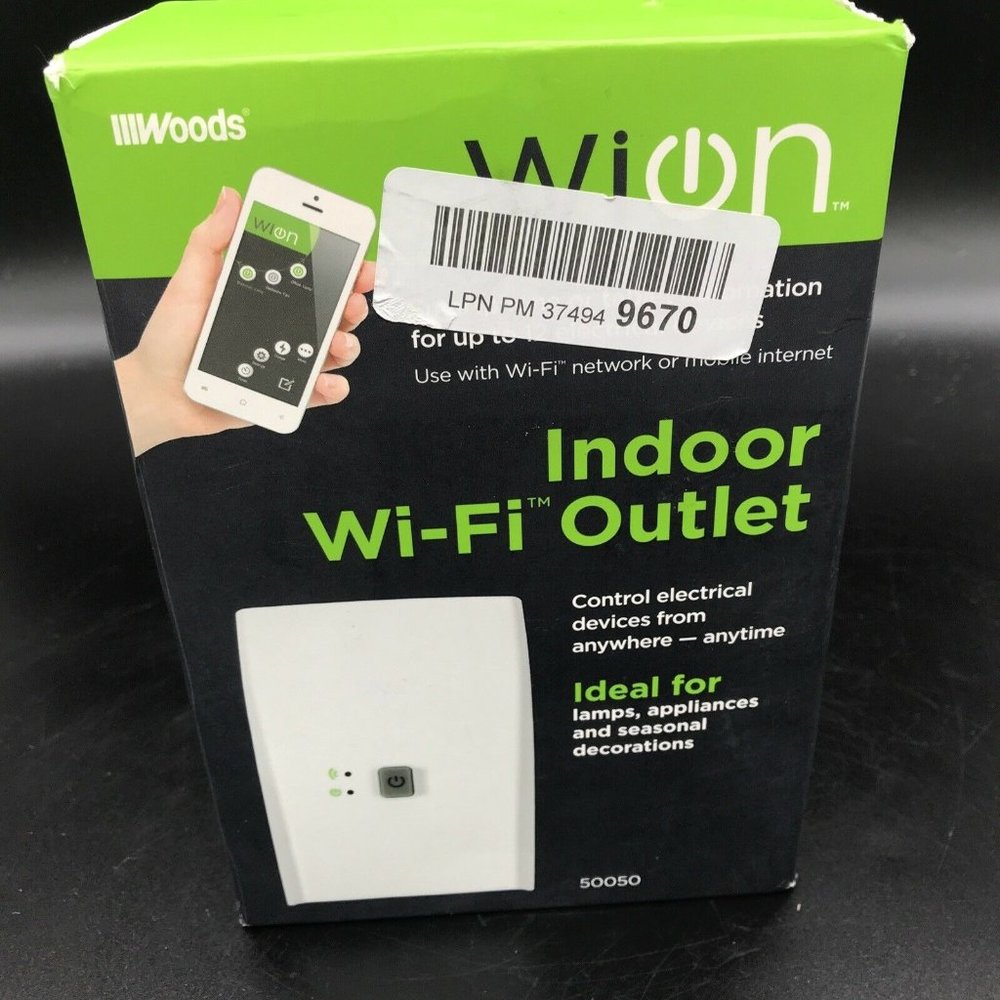 WiOn 50050 Indoor Wi-Fi Outlet, Wireless Switch, Programmable Timer w App